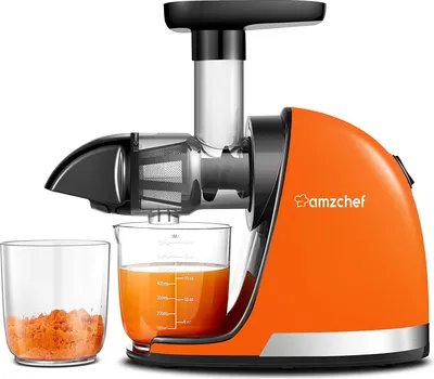 Produktbild von AMZCHEF Entsafter , Slow Juicer Gemüse und Obst mit Umkehrfunktion, Saftpresse Elektrisch, BPA Frei, Orange