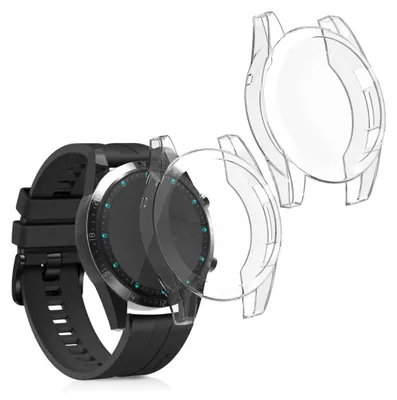 Produktbild von kwmobile 2x Silikon Hülle für Huawei Watch GT2 (46mm) Schutzhülle - Fullbody Display Cover Set aus Silikon - Transparent