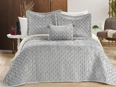 Produktbild von L'Essentiel Linge de Maison, Brillance - Grey, podwójny komplet narzut na łóżko, szary, 100% SAMT, 250 x 250 cm