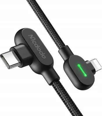 Produktbild von Mcdodo 90° Uhlový Kábel Usb-c Lightning Reverzibilný Pre Iphone 13 14 Led 1m