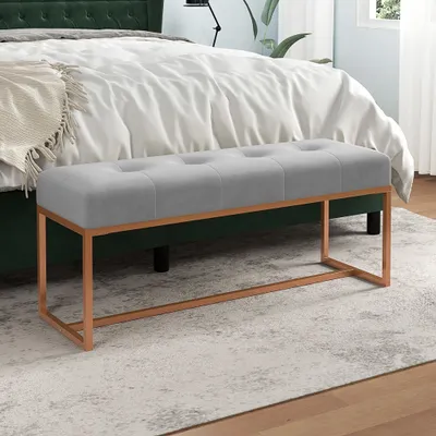 Obrázek produktu pro vidaXL Lavice šedá 110x36x45 cm sametová - Lavice - Lavice - Lavice do chodby
