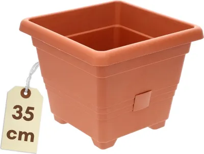Produktbild von Pflanzkübel Groß Außen Pflanzkübel Rechteckig Blumenkübel Groß Blumenkübel Outdoor Balkon Kübel Blumentopf mit Bewässerungssystem Blumenkasten 35 Terrakotta