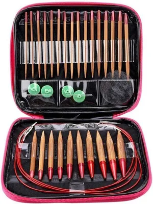Image de Set de 13 aiguilles à tricoter en aluminium et bambou