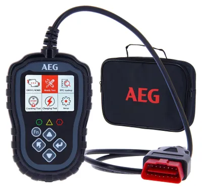 Produktbild von AEG 005073 OBD2 Diagnosegerät Evol 2, 3 Funktionen: Lesen, Details, Löschen von Fehlercodes, Analyse von Fahrzeugdaten, Batterietest und Ladestromkrei