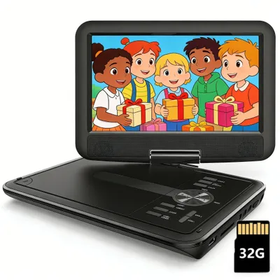 Produktbild von 11,5" Tragbarer DVD-Player Mit 9,5" HD-Schwenkbildschirm Für Das Auto, Mit Autoladegerät Unterstützt 5 Stunden Wiedergabe mit 32GB TF-karrte