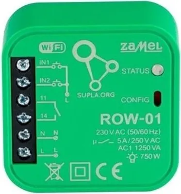 Obrázek produktu pro WI-FI přijímač pod omítku 1kanálový obousměrný ROW-01, Supla Zamel