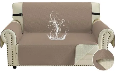 Immagine prodotto di Copertura per divano a due posti, impermeabile, antiscivolo, con braccioli, color beige chiaro
