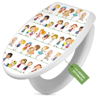 Produktbild von Toilettendeckel weiß mit Absenkautomatik und Motiv Kinder [TDW 10882]