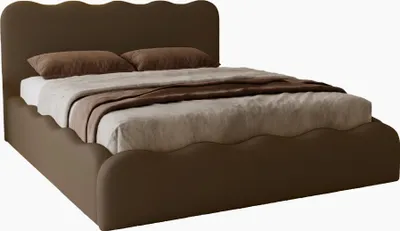 Produktbild von Doppelbett mit Bettkasten 160x200 Wave - Velvet, Lattenrost - Polsterbett 160 x 200 cm Bronze