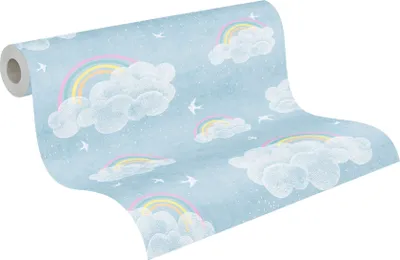 Zdjęcie produktu dla Tapeta flizelinowa do pokoju dziecięcego niebieska Lilly & Luis A.S. Création 771441 10,05 m x 0,53 m Chmury