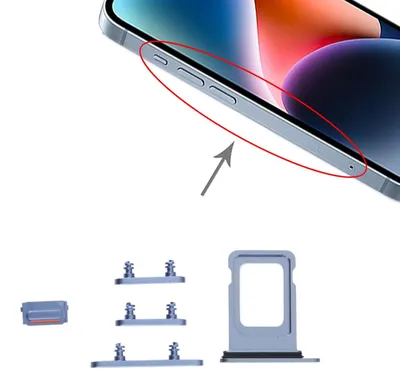 Immagine prodotto di Adattatore porta scheda SIM + vassoio porta scheda + tasti laterali per Apple iPhone 14 ricambio