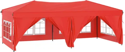 Image de Tente de réception pliable avec parois Rouge 3x6 m