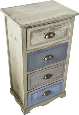 Immagine prodotto di Milani Home - mobiletto in legno 4 cassetti, grigio chiaro, stile shabby chic, 40 x 29 x 72 cm