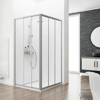 Produktbild von Eckeinstieg mit Gleittür/Schiebetür SCHULTE Kristall/Trend 90 x 90 x 185 cm Profil aluminium Klarglas