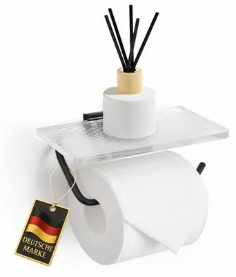 Image de Porte-papier toilette noir 17 x 10 cm, autocollant
