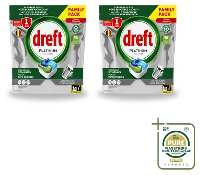 Produktbild von 2 x Dreft Platinum All-in-One Spülmaschinentabs Original - Vorratspackung - 2 Stücke