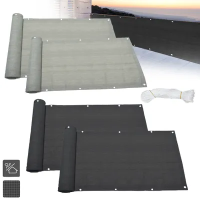 Produktbild von TolleTour HDPE Sichtschutzmatte 600x75cm Balkon Sichtschutz Zaun Windschutz Grau