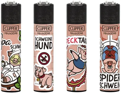 Produktbild von Clipper Feuerzeuge 4er Set Schweinerei