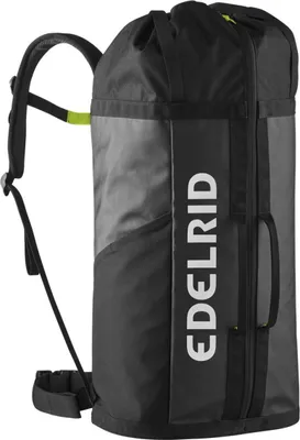 Schwarzer Kletterrucksack "Pit" von Edelrid mit verstellbaren Trägern und Reißverschluss.