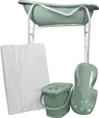 Produktbild von MamaLoes Stone Green Badset Incl. Witte Badstandaard