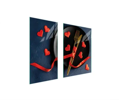 Immagine prodotto di Piastre copri fornello 2 pezzi 75x52 Vetroceramica copri piano cottura vetro tagliere cucina cuore