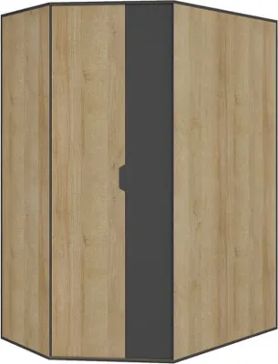 Produktbild von Jugendzimmer Drehtürenschrank / Eckschrank Sprimont 01, Farbe: Grau / Eiche - Abmessungen: 195 x 145 x 95 cm (H x B x T)
