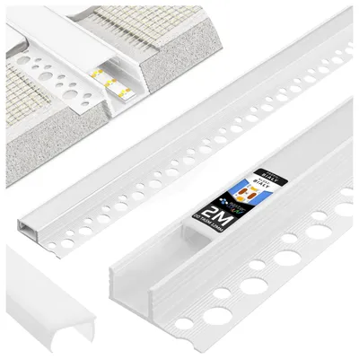 Obrázek produktu pro MasterLED LED profil pro dlaždice PVC 33x12mm montážní profil bílý 2m – LED lišta pro dlaždice a obklady s mléčným krytem – montážní profil