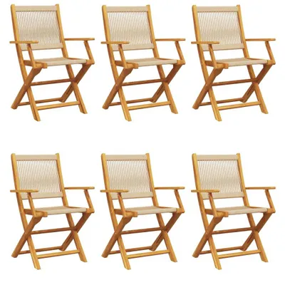 Produktbild von vidaXL Gartenstühle 6 Stk. Klappbar Beige Massivholz Akazie