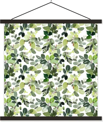 Produktbild von MuchoWow® Textilposter Pflanzen - Aquarell - Grün 90x90 cm mit schwarzem Rahmen - Magnetisches