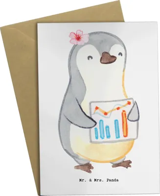 Produktbild von Mr. & Mrs. Panda Klappkarte Wirtschaftsanalytikerin Herz - Weiß - Geschenk, hochzeitskarten, Glückwunschkarte, einladungskarten, Grußkarte, weihnachtskarten, Grußkarten