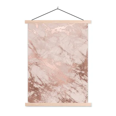 Produktbild von MuchoWow® Textilposter Marmor - Rosa - Luxus - Marmoroptik - Glitzer - Design 120x160 cm mit holzfarbenen Rahmen - Plakatkarton