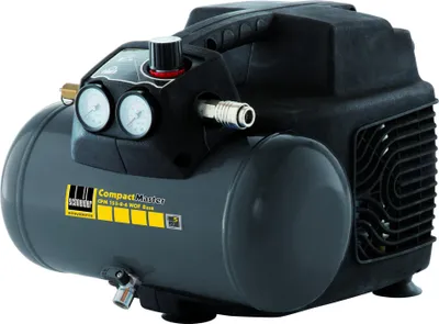 A studio shot of a portable air compressor.