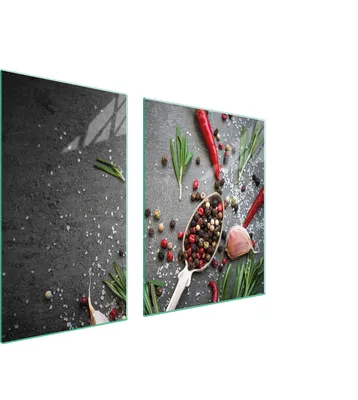 Produktbild von Herdabdeckplatten 2 teilig 100x52 Glaskeramikkochfeld Abdeckung Glas Schneidebrett Schiefer Gewürze