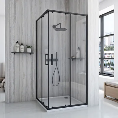 Produktbild von Rea Duschkabine City 80X80 Black + Duschtasse Savoy Black
