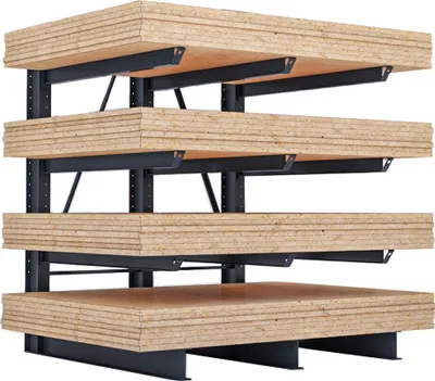 Produktbild von Plattenregal für Spanplatten einseitig lackierte Ausführung 4 Lagerebenen