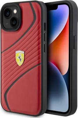 Produktbild von Ferrari Twist Metall Logo Etui Für Iphone 15 - Rot