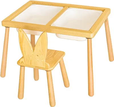 Produktbild von Skye Decor, Table and Chair - White, Tischset für Kinder, 100 % KIEFER, Weiß, 53 x 74 x 52 cm
