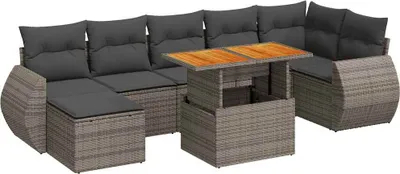 Produktbild von vidaXL 8-tlg. Garten-Sofagarnitur mit Kissen Grau Poly Rattan