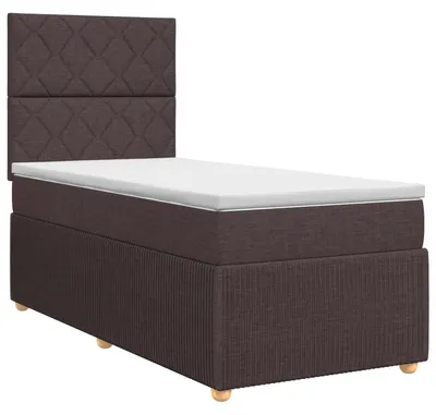 Immagine prodotto di Letto a molle con materasso marrone scuro 90 x 190 cm in tessuto