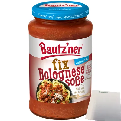 Produktbild von Bautz´ner Fix Bolognesesoße Pastasoße auch idela für Lasagne (410g Glas) + usy Block