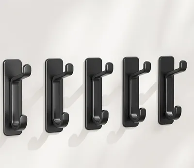 Produktbild von INF Selbstklebende Haken Kaffeefarben ABS 8,5cm 5er-Set für Bad und Küche Schwarz