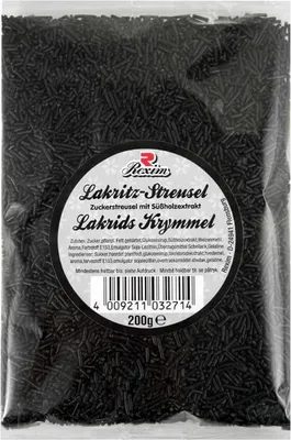 Produktbild von Rexim Lakritzstreusel schwarz 200 g Tüte