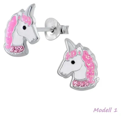Produktbild von Kinder Ohrstecker: Mädchen Ohrringe Silber „Einhorn“ Modell 1