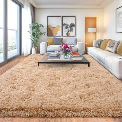 Produktbild von Teppich Wohnzimmer 240x340 Langflor Shaggy Beige Rechteckig