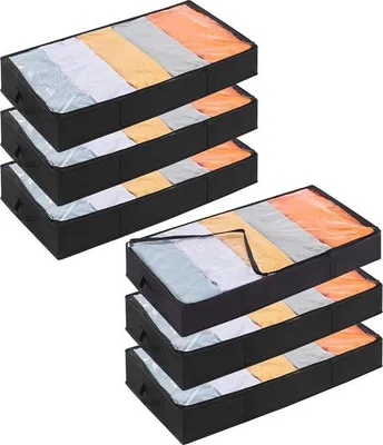 Produktbild von 6 Unterbettboxen 65l schwarz für Kleidung
