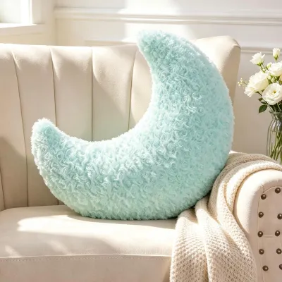 Immagine prodotto di Cuscino a forma di luna blu in peluche, 33 cm