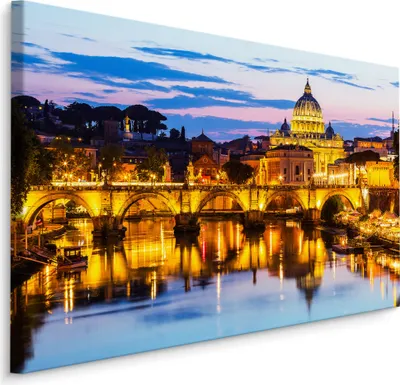 Produktbild von Fabelhafte Canvas LEINWAND BILDER 70x50 cm XXL Kunstdruck Rom Brücke Fluss Himmel