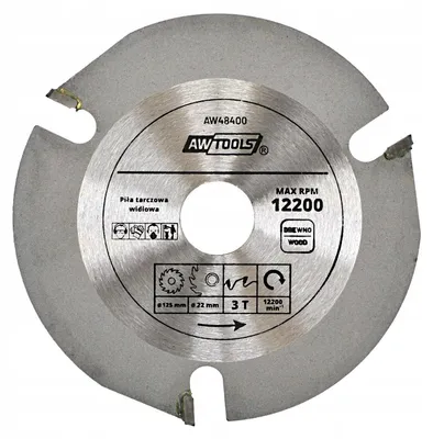 Imagen del producto de Awtools, disco de corte circular, carburo de tungsteno (TCT), 125mm x 22 x 3 dientes