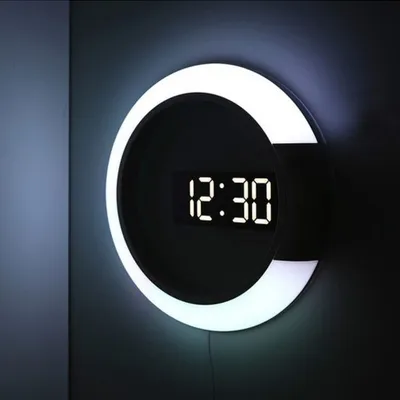 Produktbild von LED-Digital-Wanduhr mit Fernbedienung,7-Farben-RGB-Licht