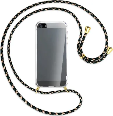 Produktbild von Handykette Backcover-Schutzhülle mit Band (Metall goldfarben) für Apple iPhone 5, 5S, SE - camouflage